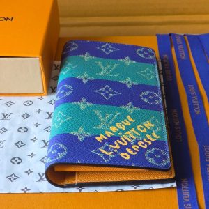 LV Brazza Wallet Dark Blue Teal Green Cowhide