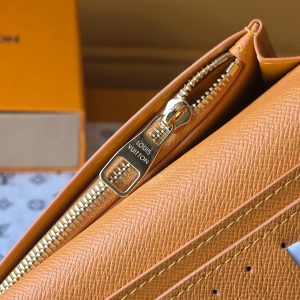 LV Brazza Wallet Dark Blue Teal Green Cowhide
