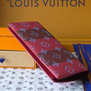 LV Brazza Wallet Red Black Cowhide