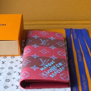 LV Brazza Wallet Red Black Cowhide