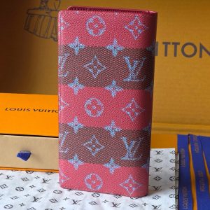 LV Brazza Wallet Red Black Cowhide