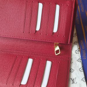 LV Brazza Wallet Red Black Cowhide
