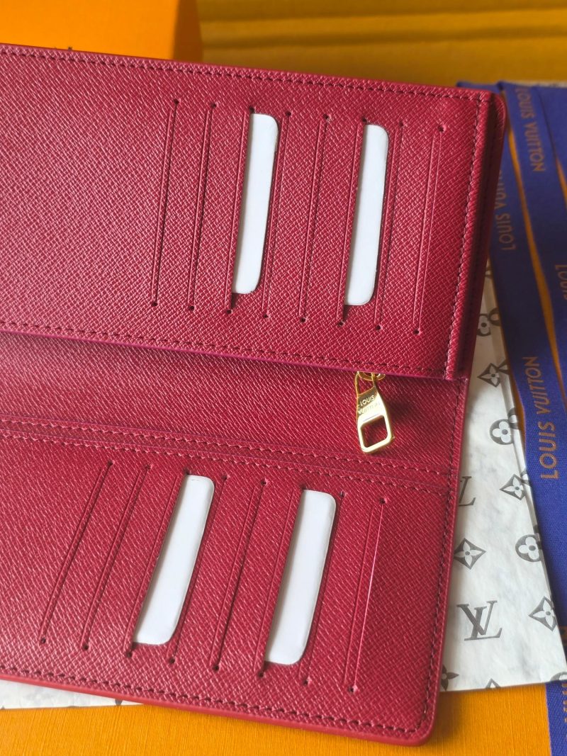 LV Brazza Wallet Red Black Cowhide