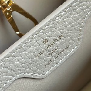 CAPUCINES BB 27 DARK BEIGE TAURILLON GOLD HARDWARE