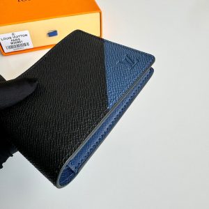 LV Multiple Wallet Black Blue Taiga Cowhide 221440