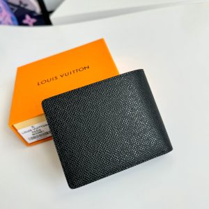 LV Multiple Wallet Black Blue Taiga Cowhide 221440