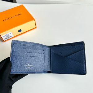 LV Multiple Wallet Black Blue Taiga Cowhide 221440