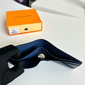 LV Multiple Wallet Black Blue Taiga Cowhide 221440