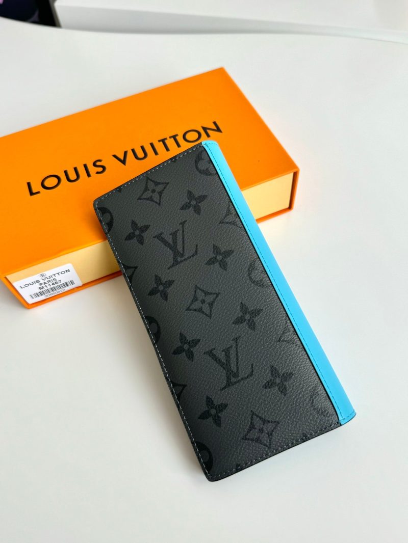LV Brazza Wallet Turquoise Monogram Eclipse Canvas 221447