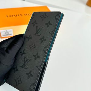 LV Brazza Wallet Turquoise Monogram Eclipse Canvas 221447