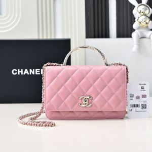 CC 24K Woc Top Handle 19cm Pink Lambskin Light Gold Hardware
