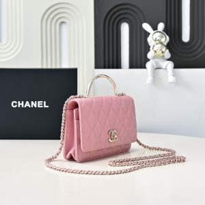 CC 24K Woc Top Handle 19cm Pink Lambskin Light Gold Hardware