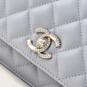 CC 24K Woc Top Handle 19cm Light Grey Lambskin Light Gold Hardware