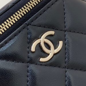 vanity shoulder bag top handle 10cm black pink lambskin