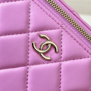 vanity shoulder bag top handle 17cm pink green lambskin