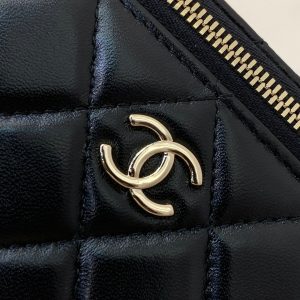 vanity shoulder bag top handle 17cm black pink lambskin