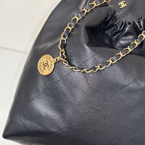 CC 22 Hobo Bag 42cm Black Grained Calfskin Gold Hardware