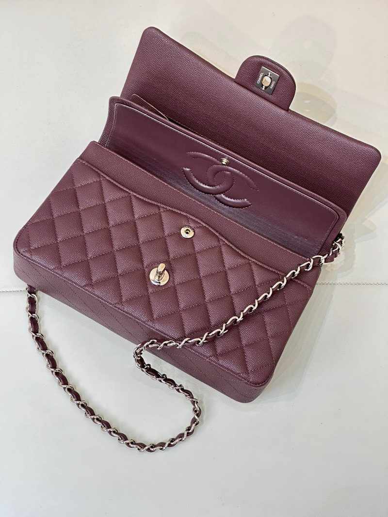 CLASSIC FLAP 25CM BURGUNDY CAVIAR LIGHT GOLD HARDWARE
