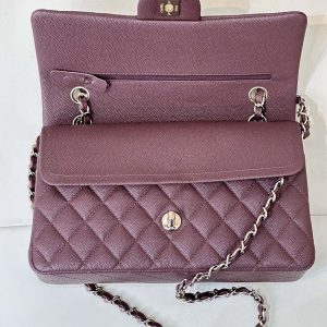 CLASSIC FLAP 25CM BURGUNDY CAVIAR LIGHT GOLD HARDWARE