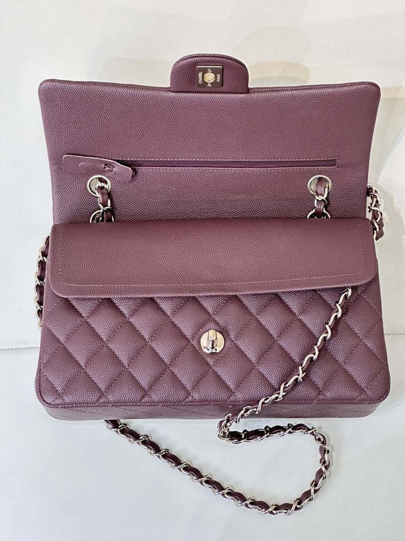 CLASSIC FLAP 25CM BURGUNDY CAVIAR LIGHT GOLD HARDWARE