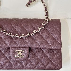 CLASSIC FLAP 25CM BURGUNDY CAVIAR LIGHT GOLD HARDWARE