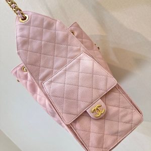 CC 25C Hobo Bags 40cm Pink Grained Calfskin