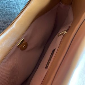 HOBO BAG 23 IN BRONZE BROWN LAMBSKIN GOLD MIX SILVER HARDWARE