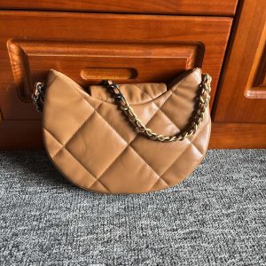 HOBO BAG 23 IN BRONZE BROWN LAMBSKIN GOLD MIX SILVER HARDWARE