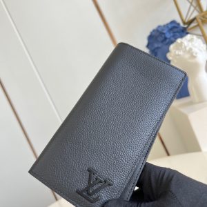 BRAZZA WALLET AEROGRAM 19CM BLACK CALFSKIN