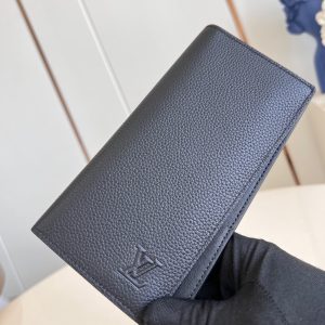 BRAZZA WALLET 19CM BLACK CALFSKIN
