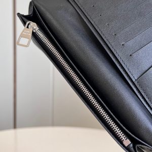BRAZZA WALLET 19CM BLACK CALFSKIN