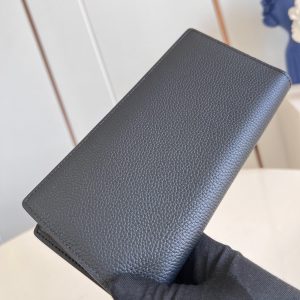 BRAZZA WALLET 19CM BLACK CALFSKIN