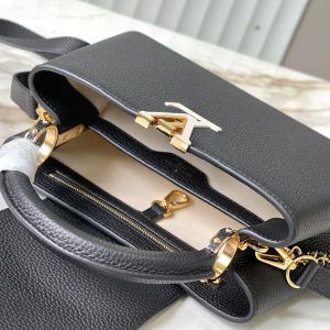 capucines bb 27 black taurillon leather gold hardware