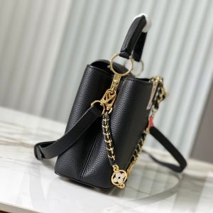 capucines bb 27 black taurillon leather gold hardware