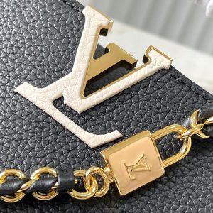 capucines mini 21 black taurillon leather gold hardware