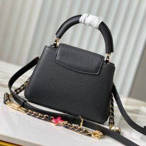 capucines mini 21 black taurillon leather gold hardware