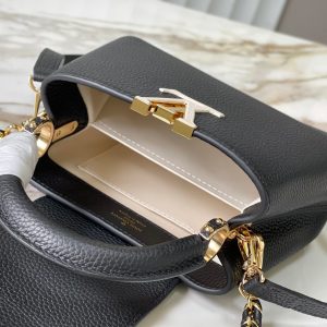 capucines mini 21 black taurillon leather gold hardware