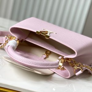 capucines bb 27 pink taurillon leather gold hardware