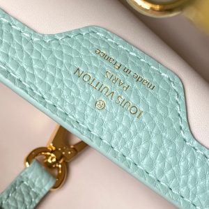 capucines bb 27 green beige taurillon leather gold hardware