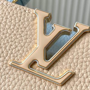 capucines mini 21 beige cloud blue taurillon leather gold hardware