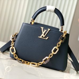 CAPUCINES BB 27CM DARK BLUE TAURILLON LEATHER