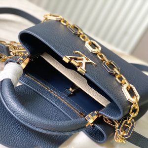 CAPUCINES BB 27CM DARK BLUE TAURILLON LEATHER