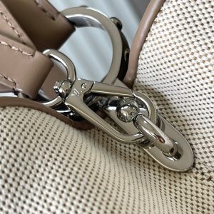 CAPUCINES GM 38CM BEIGE CANVAS BROWN CALFSKIN
