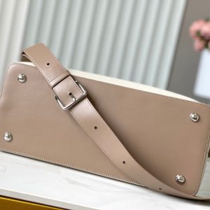 CAPUCINES GM 38CM BEIGE CANVAS BROWN CALFSKIN