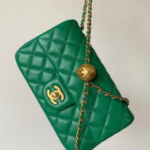 CC 25 classic flap bag 20 mini gold ball mint green calfskin