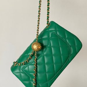 CC 25 classic flap bag 20 mini gold ball mint green calfskin