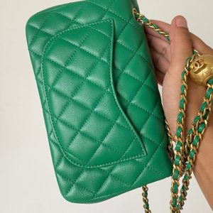 CC 25 classic flap bag 20 mini gold ball mint green calfskin
