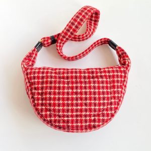CC Houndstooth 30 Hobo Bag Red Wool Tweed