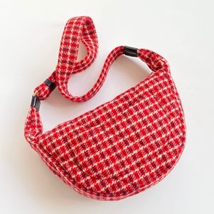 CC Houndstooth 30 Hobo Bag Red Wool Tweed
