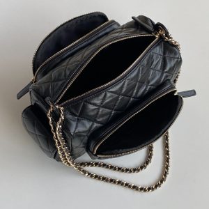 CC 2025 Multi-Pockets Camera Case Bag Black Calfskin